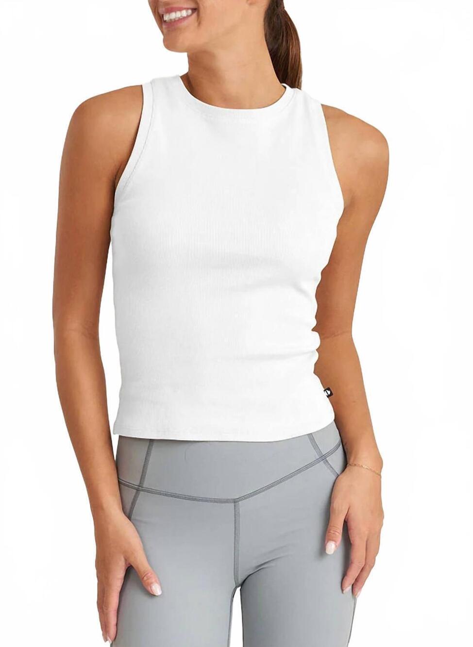 NEW THRIVE SOCIETE woomen's classic crew neck tank top in white